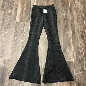 Black Flared Snake Print Pants
